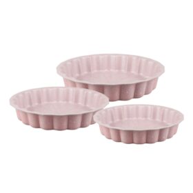 Dessini 3-Piece Granite Round Oven Tray Set Pink