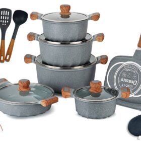 Dessini Granite Cookware Set 19-Piece Gray