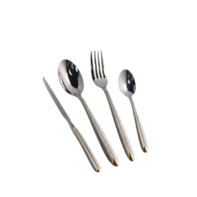 Dessini Stainless Steel Cutlery Set With Luxury Box 3535 Silver & Gold Engraved 148 Pcs